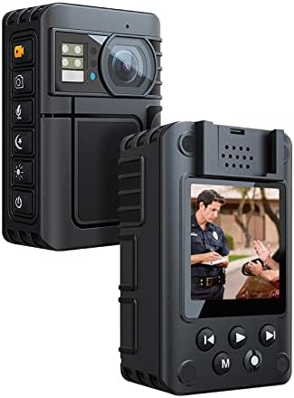 ONCHEER 1080P Police Body Camera: Portable Night Vision Video Cam with 64G SD Card, Waterproof Wearable Security Bodycam, Loop Recording 10h Recorder for Law Enforcement