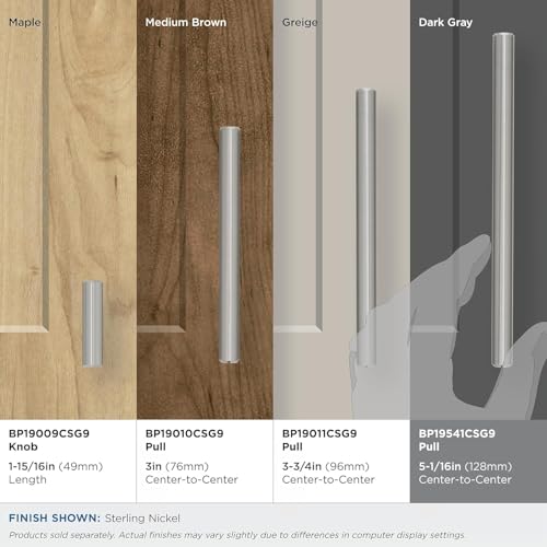 Image of Amerock 10 Pack 5-1 /16 inch Bar Pulls Sterling Nickel Drawer Pull | 5-1 /16 inch (128mm) Center-to-Center Mounting Distance and 7-3 /8 inches Overall Length, Durable Carbon Steel Cabinet Hardware