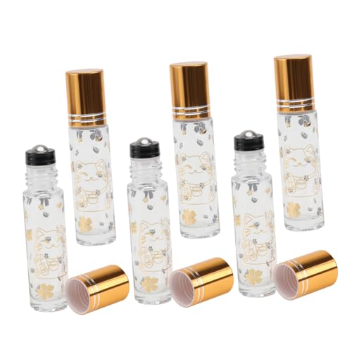 Genérico 6 Piezas botella de aceite esencial botellas roll-on botella de bola botellas de rodillos de aceite botella de rodillo botellas recargables Vidrio Golden