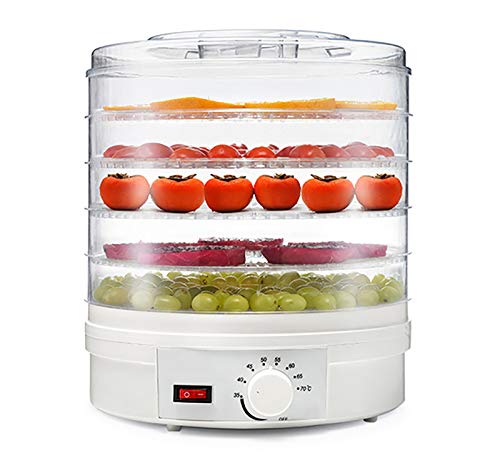 Lebensmitteltrockner,350W Intelligenter Elektrischer Dörrapparat 5 Tabletts Einstellbare Temperatur 35-70 ° C, Doppelter…