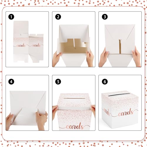 Image of Hooqict Rose Gold Card Box with Slot 9.1 inch Elegant Wedding Favor Gift Card Box for Party, Reception, Birthday, Wedding Decorations, Retirement, Graduation Money Envelope Holder