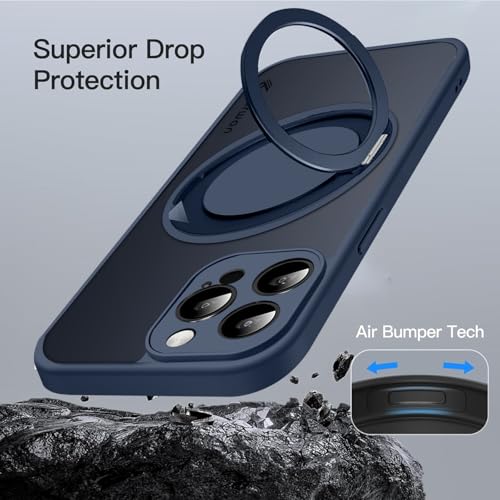 Image of KARWAN Tough Shockproof Armor Back Case Cover Compatible with iPhone 14 Pro Max with 360 Degree Rotation Magnetic Attraction Ring Holder Heavy Duty Rugged Cover with Magnetic MagEase Wireless Charging