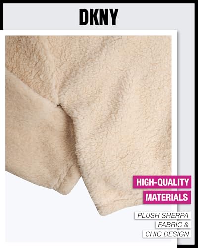 DKNY Girls' Jogger Set - 2 Piece Sherpa Fleece Pullover Hoodie and Jogger Sweatpants for Girls - Warm Sweatsuit Set (4-16)4