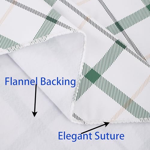 Image of Heavy Duty Vinyl Tablecloth with Flannel Backing Waterproof Oil-Proof Plastic Table Cloth Stain-Resistant Wipeable Rectangle or Square Table Cover for Indoor and Outdoor (Green Plaid,60x102 Inch)