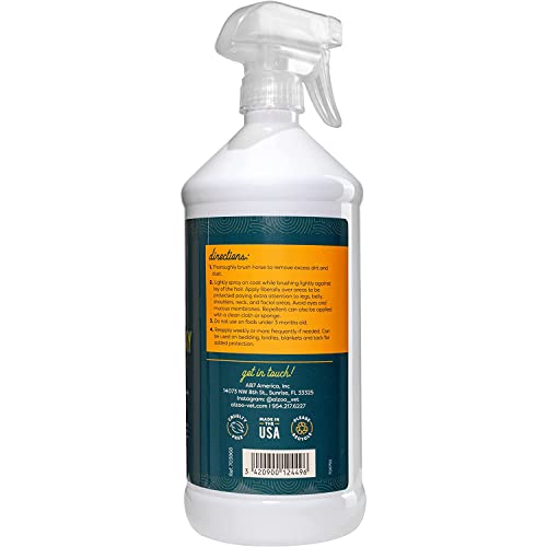 ALZOO Natural Fly and Tick Horse Spray, Helps Repel Mosquitoes, Horseflies & Ticks, Plant-Based Active Ingredients, 32 Fl. Oz. Spray Bottle