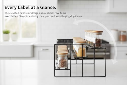 Image of Metal Kitchen 3-Tier Step Spice Bottle Rack Organiser