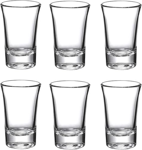 Shot Glasses Set of 6 Clear Glass Mini Cups 1.5 oz Dishwasher Safe for Party Wedding Bar