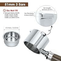 [3-Ohren] Bodenloser Siebträger 51mm für DeLonghi La Specialista EC9155 EC9335 EC9355 EC9665 | Premium Griff aus Schwarzem Rosenholz | Edelstahl Portafilter | NICHT für Dedica – Ansicht 5