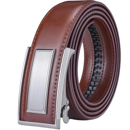 Men's Leather Ratchet Dress Belt With Adjustable Automatic Sliding Buckle 14Kdsl-L.Br 140cm