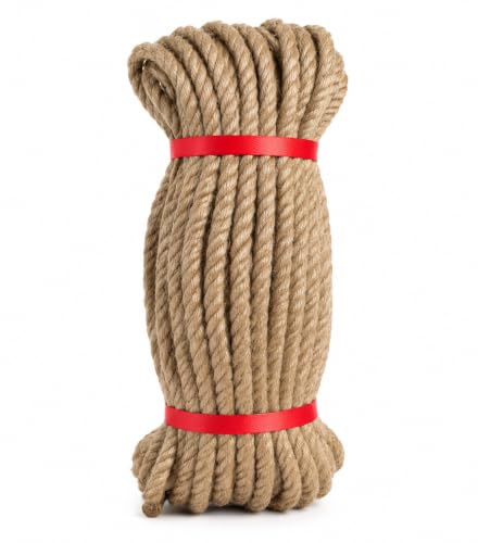 Image of Jute Rope, 12MM x 50FT Heavy Duty Thick Hemp Rope for Cat Scratching Post, Bundling, Gardening and DIY Crafts