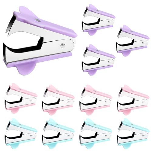 12 Pack Staple Remover Tool, Multicolored Staple Puller Remover for Classroom Office Home School Easy Nail Removal 3 Colors