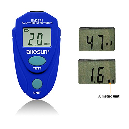 Allsun Paint Thickness Gauge Automotive Digital Car Coating Thickness Meter Calibration Data Hold Resolution 1Mil #TOP7
