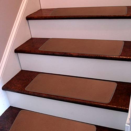 Seloom Washable Non-Slip Stair Treads Carpet With Skid Resistant Rubber Backing Specialized For Indoor Wooden Steps (25.5X9.5 Inch, 13Piece, Pure Brown) #TOP2