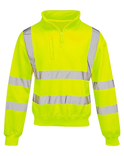Image of New Mens Hi Vis Quarter Zip Sweatshirt (UK Medium, Yellow Plain(215))