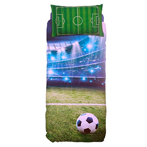 Bassetti - Funda nórdica Goal con impresión digital de fundas de almohada reversibles para dormitorio infantil (plaza media)