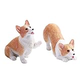 Leadigol Mini Corgi Figurine - Resin Animal Model Simulation Dog Sculpture - Desktop Decoration for Home, Office, Car Interior Decor - Statue Ornament