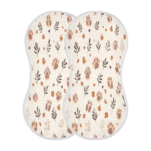 Paws and Leaves Plant Burp Cloths Cotton Baby Washcloths,Large 22x11in Burping Cloth Absorbent and Soft for Newborn Baby Boys and Girls,4 Pack2