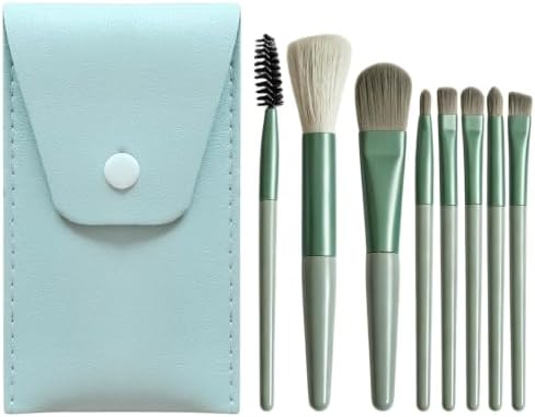 8Pcs Mini Makeup Brushes Set with Storage Bag, Soft Synthetic Travel Make Up Brushes Kit for Foundation Blush Concealer Eyeshadow Eyebrow, Portable Small Cosmetic Brush Set for Daily Travel