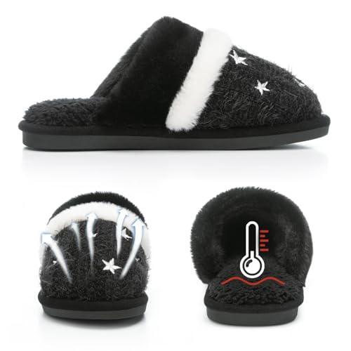 Image of GOEWY Cozy Slippers for Women Indoor and Outdoor Fuzzy House Shoes with Memory Foam Anti-Skid Sole Gifts for Women Mom Ladies