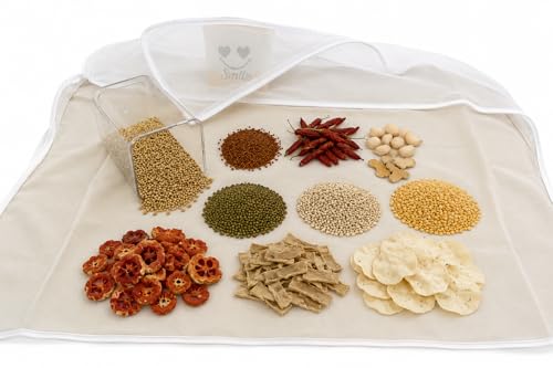Image of Unbleached Thin Cotton Papad,Vadagam, Spices, Millets Drying Cloth with Net [Breathable, Washable, Reusable] (Large 58X36 inch)
