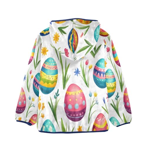 Easter Eggs Floral Pattern Toddler Fleece Jacket Girl Boys Hooded Fleece Jacket Coat Warm Outwear Zip-up 3-10T2
