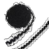 FIMWOLZ 20M Spitzenband Vintage Fischschnurspitze Spitzenborte Baumwolle Dekoband Zierband für Hochzeit Deko DIY Nähen (2cm) (Schwarz)