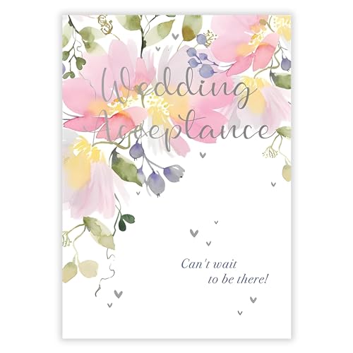 Wedding Acceptance Card - Watercolour Floral Design - Can't Wait to be there! - Special Finish - Made in the UK - Eco-Friendly