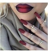 Barode Press On Nails Coffin False Nails Tips White Full Cover Acrylic Matte Pure Color Fake Nail...