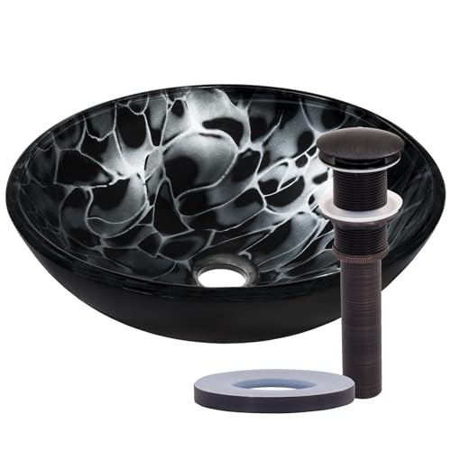 Novatto Tartaruga Glass Vessel Bathroom Sink Set, Oil Rubbed Bronze