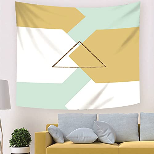 Tapiz de pared hexagonal y triangular KnSam de poliéster lavable en blanco, azul y amarillo 5