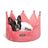 NANDOG Pet Gear Crown Cozy Round Dog and Cat Bed Collection Washable Indoor Pet Bed for Small Breeds -Soft Bed Fits in Crate or Kennel - Made of Ultra Soft Micro-Plush Material (Royal Pink Prive 18')