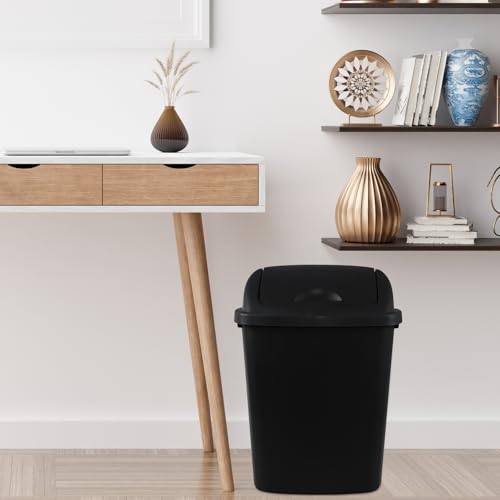 Pack de 4 canecas de basura de plástico negro 6 galones miniatura 5