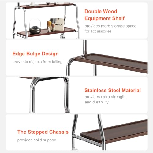 Image of Mobile TV Cart Easel Rolling TV Stand for 32 to 75 Inch LCD LED OLED Flat Panel Screens, Stainless Steel Portable Floor TV Stand with Locking Wheels Hold Up to 110 Lbs Max VESA 600x400mm