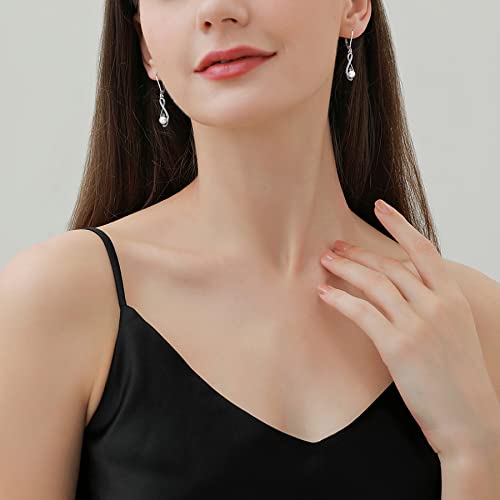 Yl Infinity Earrings 925 Sterling Silver 4Mm Freshwater Pearl Leverback Earrings 18K White Gold Twist Dangle Drop Jewelry For Women #TOP2