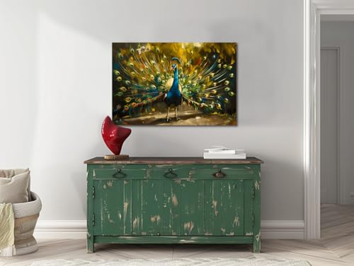 Sense&Sensitivity Arts Peacock Wall Art For Showing Beautiful Feathers Modern Art Peacock Painting Decoration For Wall Of Bathroom Living Room Kitchen Hallway Bedroom 36 Inch X 24 Inch thumb #2