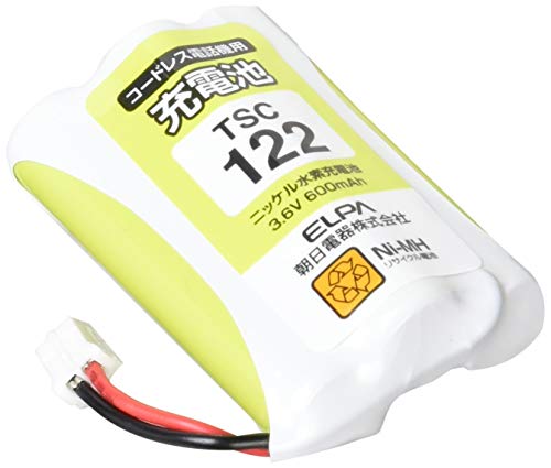 ELPA TSC-122 Rechargeable Battery for Phones, Panasonic and Other Equivalent Products, Battery Pack, 3.6 V, 600 mAh, NiMH Rechargeable Battery