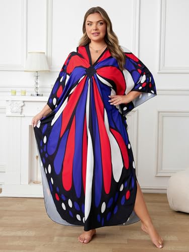 Image of Kaftan Dress for Women - Plus Size Caftan Maxi Beach Dress Moo Moos Loungewear, Swimsuit Cover Up for Beach, Pool or Vacation