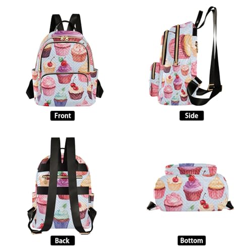 GAIGEO Watercolor Cupcake Women's Backpack Fashion, Daypack Casual, Travel Carry on Backpack for Women, S2