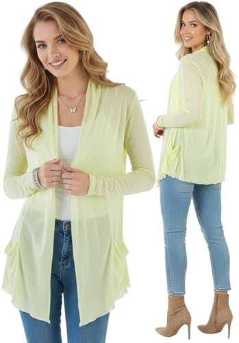 Image of ToBeInStyle Womens Open Front Long Sleeve Lightweight Asymmetrical Draped Cardigan with Side Pockets