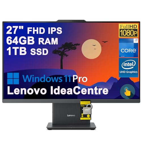 Image of Lenovo IdeaCentre AIO Desktop 27 inch FHD IPS Touchscreen (99% sRGB) Intel 10-core i7-13620H (Beats Ultra 9 185H) 64GB RAM 1TB SSD Type-C Harman Speaker Wi-Fi6 5MP Camera Win11Pro