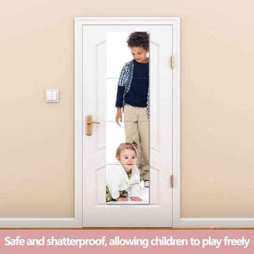 BQRIS Unbreakable Full Length Wall Mirror,The Door Mirror,4Pack 16''x12'',Acrylic Mirror Kids,Shatterproof Plexiglass Long Mirrors for Bedroom Closet,Children Non Glass Stick on Mirror - 2