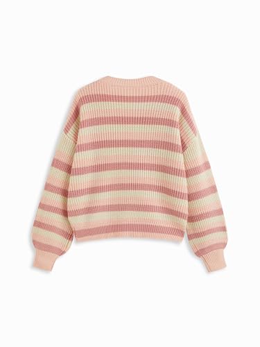 Image of CIDER Women's Cropped Striped Sweater Long Sleeve Crew Neck Trendy Pullover Tops