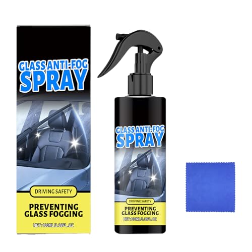 Aerosol automático antivaho – Desnebulizador instantáneo de coche de 100 ml | Limpiador portátil con paño para conducir, ventanas, cabinas de ducha, lluvia, agua, visión clara, hogar, baño