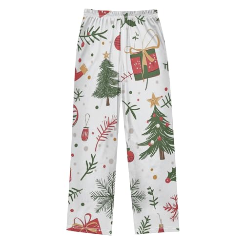 Christmas Tree Love Heart Boys Long Pants Soft Trousers Elastic Waist Kids Lounge Bottoms with Pockets S-XL2