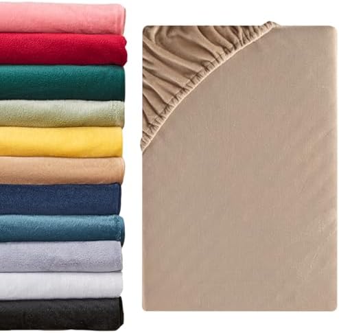 Beqnat Spannbettlaken 90x200cm - 100x200cm 2er Set Winter Teddy Plüsch Bettlaken Flauschig Fleece Spannbetttuch Cashmere Touch Kuschelig Spannleintuch | Farbe: Beige