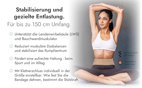 Hydas Bauch- und Rückenstützgürtel, Medizinprodukt, formt die Silhoutte, Einheitsgröße , 1er Pack