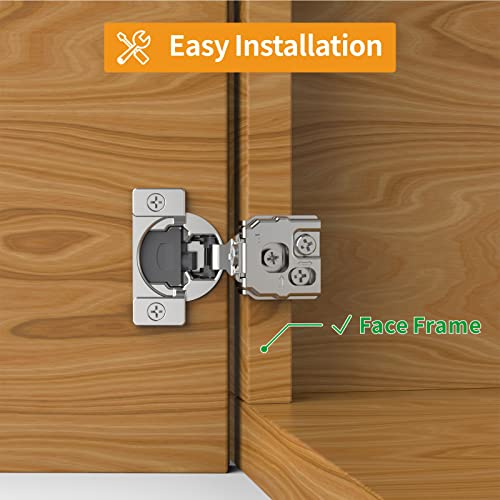 Chibery 30 Pack 1" Overlay 3D Soft Close Concealed Hinge for Face Frame Door, Smooth Slow Self Closing Hinges, Satin Nickel, Hidden 105° Open Angle Stainless Steel Hinge for Kitchen Cabinet Door by Chibery - Image 2