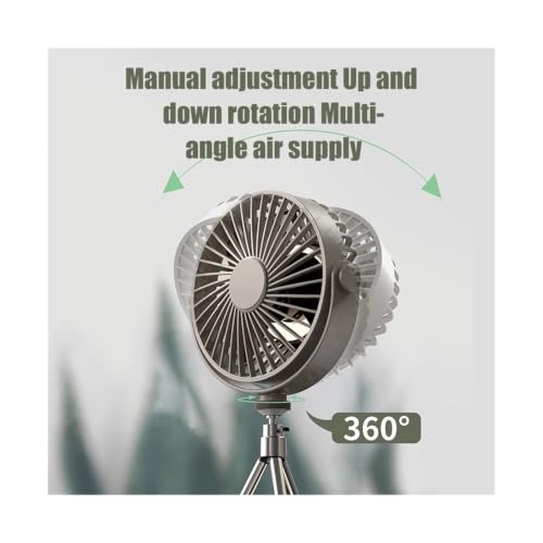 Ventilador trípode de escritorio con cabezal giratorio y carga USB blanca 5