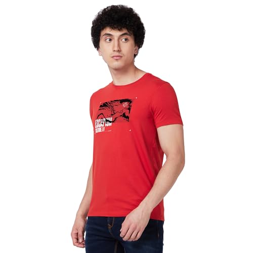 Image of Spykar Men's Slim Fit Round Neck Half Sleeve Solid Casual T-Shirt