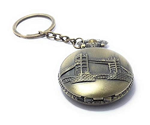 Image of AUGEN Pocket Watch Metal Keychain London Bridge Retro Vintage for Gifting With Key Ring Anti-Rust (Pack Of 1)